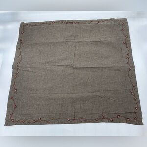 Pottery Barn Euro Sham Red Floral Embroidery Trim 30"x30" Pillow Cover Farmhouse